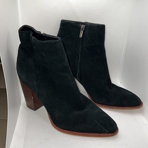 Sam Edelman Blake black suede almond to inside zip ankle boots booties Sz 9 - Picture 5 of 11